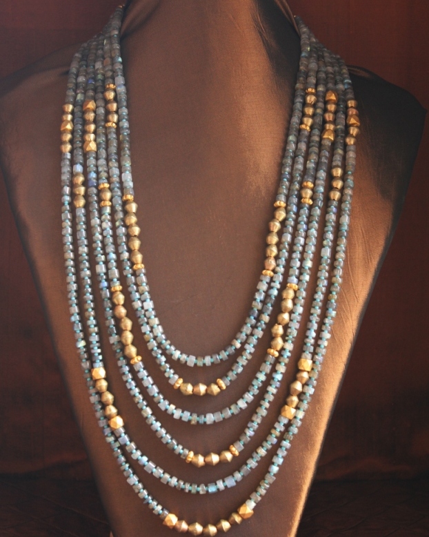 Labradorite & Bronze Beads Necklace